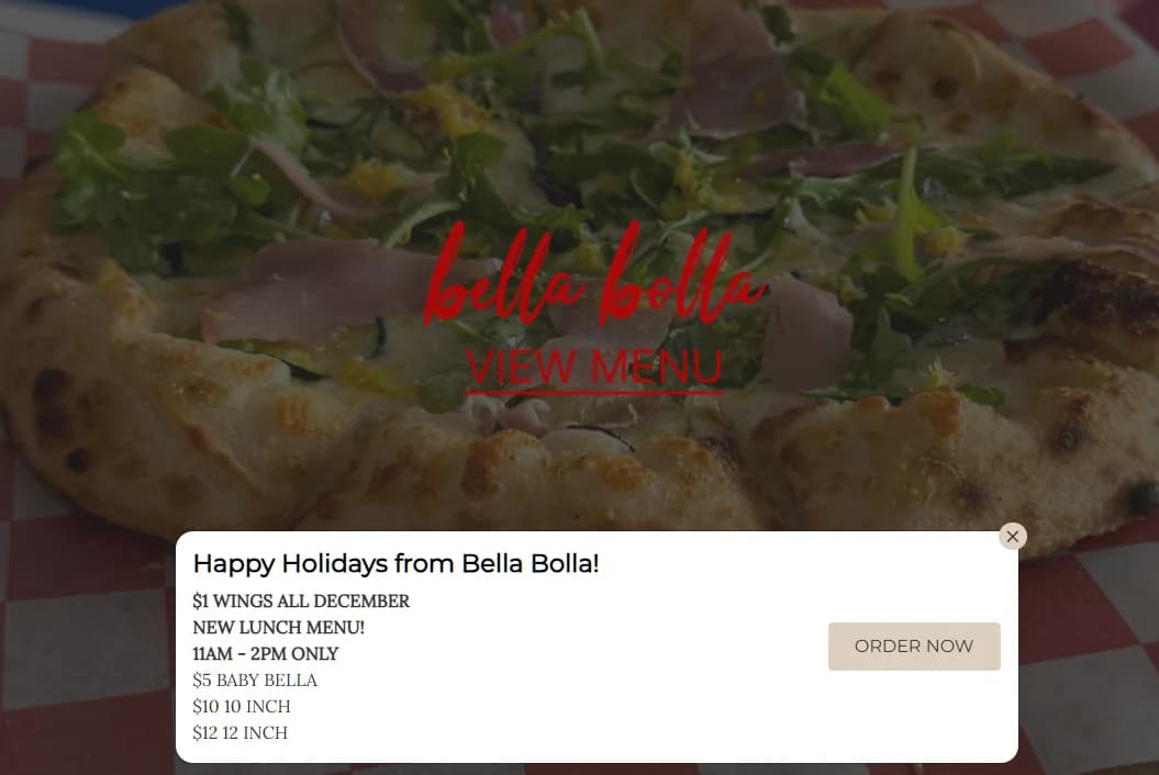 Online ordering menu with bellabolla.com