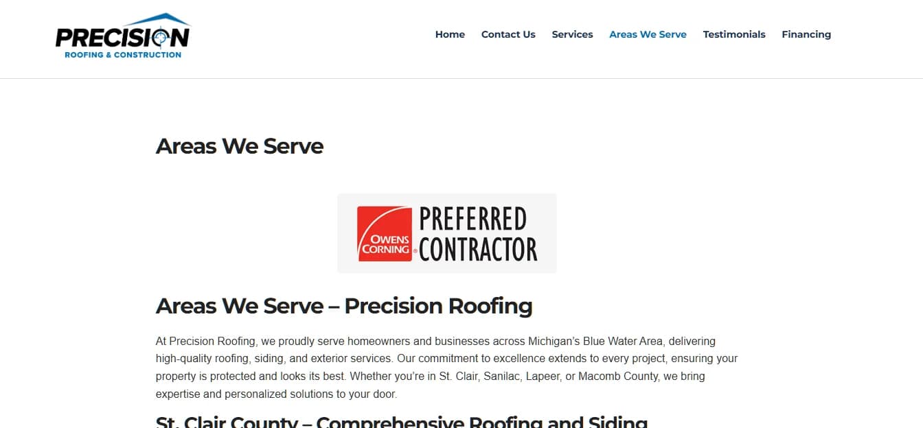 Precision Roofing & Construction project