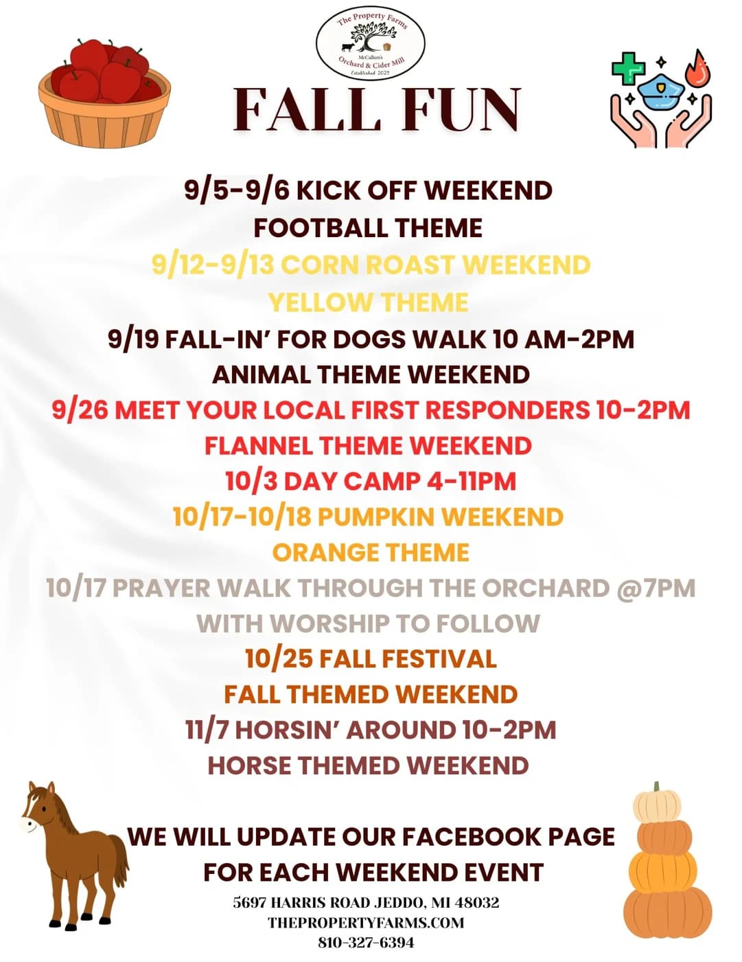 Fall activities guide published by the orchard