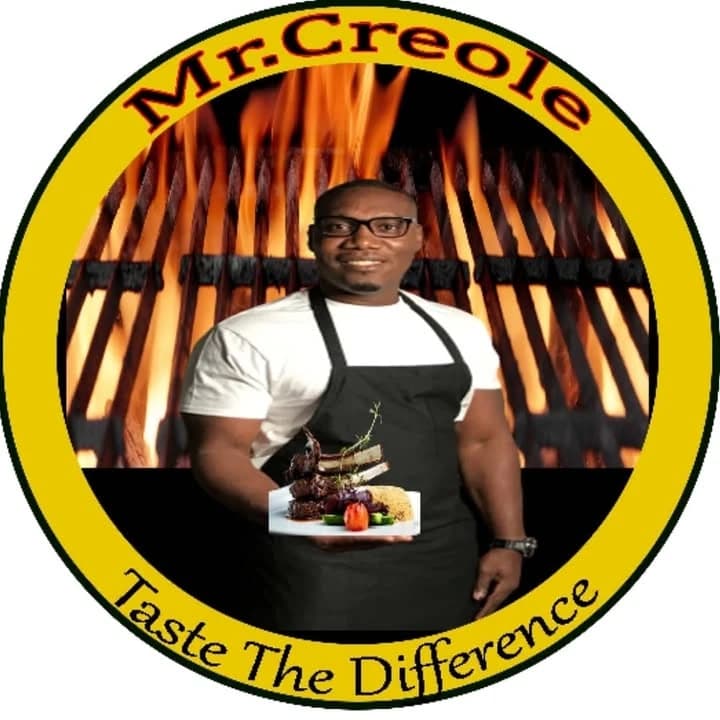 Mr. Creole food truck logo and chef portrait