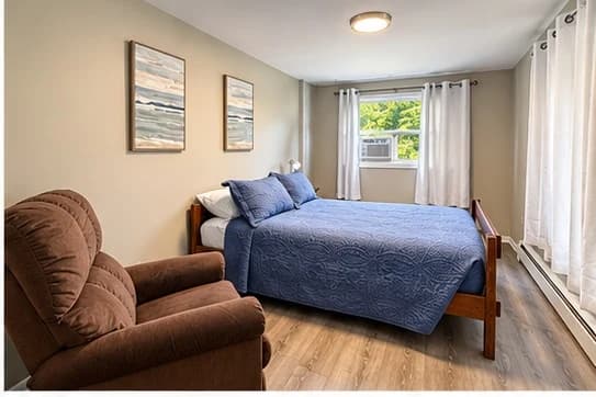 A guest room shown on the Port Austin Motel website