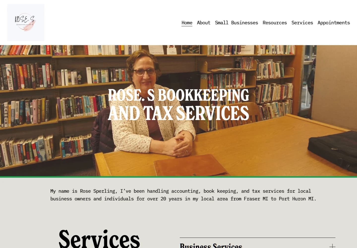 Rose’s Bookkeeping and Tax Services public website